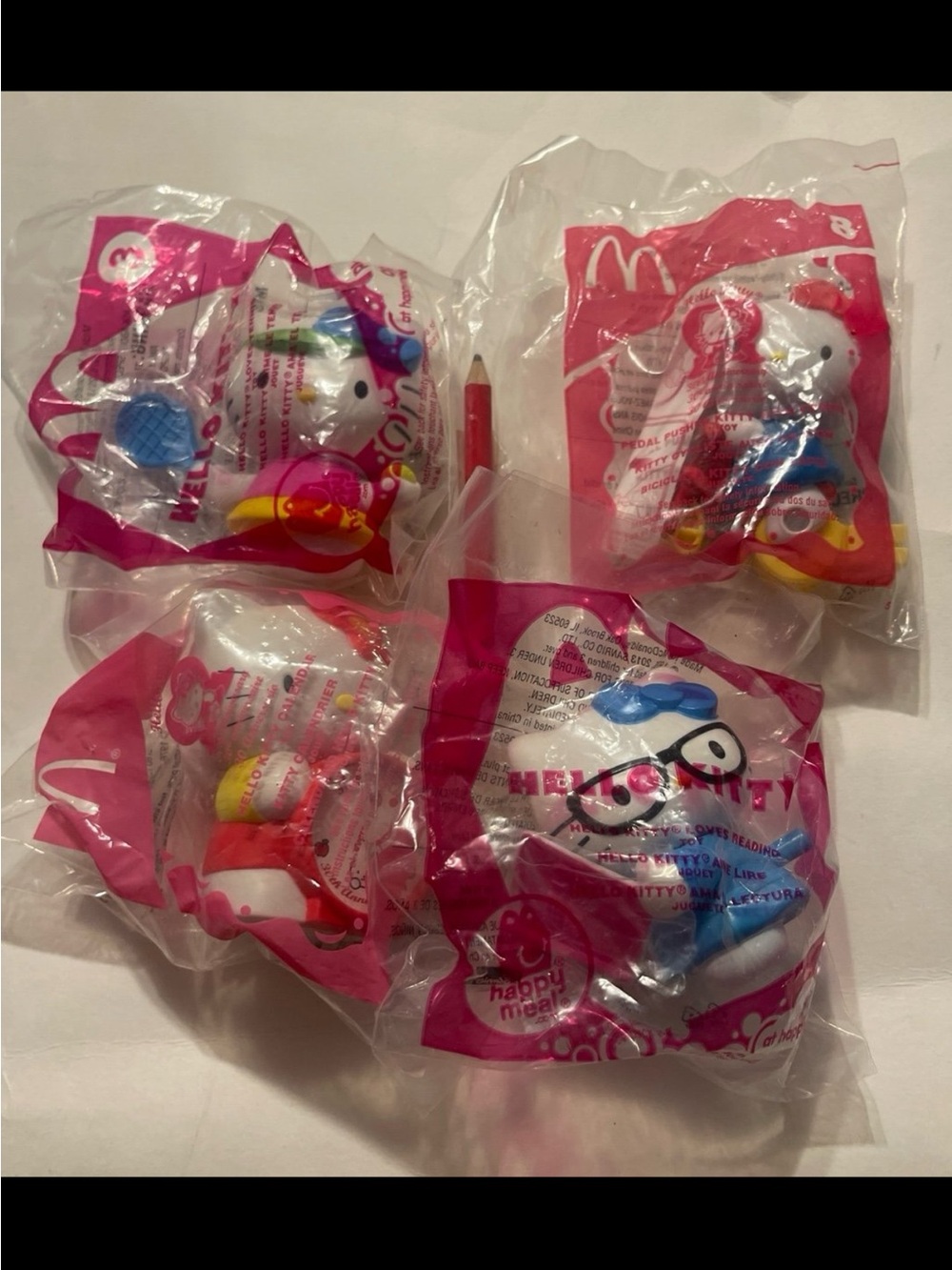 McDonald's Hello Kitty Pink White and Blue Happy Meal Toy Set